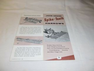 1960 John Deere Spike - Tooth Harrows Sales Brochure