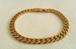 Vintage & Heavy 9ct Gold Curb Link Bracelet London 1974 21.  68 Grams