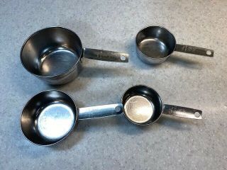 Vintage Foley Stainless Set Of 4 Measuring Cups 1 Cup 1/2 1/4 1/3
