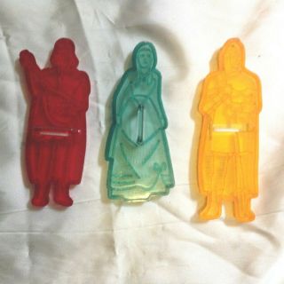 3 Vintage Robin Hood Flour Transparent Colored Plastic Cookie Cutters. ,  More