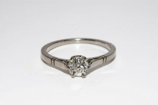 $3,  000.  62ct Antique Art Deco Natural Solitaire Old Mine Diamond Platinum Ring