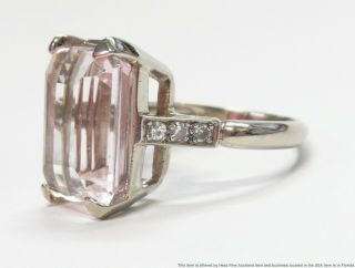 15.  40ct Morganite Diamond Ring 8.  5gram Heavy 14k White Gold Vintage Size 8.  75 2