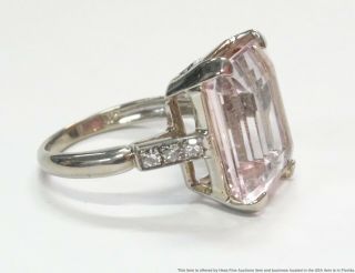 15.  40ct Morganite Diamond Ring 8.  5gram Heavy 14k White Gold Vintage Size 8.  75 3