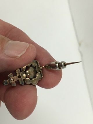 Vintage European Old Mine Rose Cut Diamond Pin Flower 3