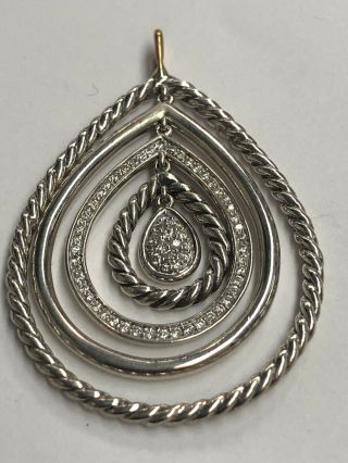David Yurman Sterling Silver Pave Diamond Mobile Pendant Necklace