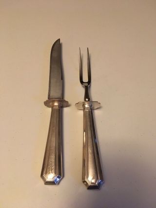 Vintage Stainless Steel Knife & Fork Carving Set Monogrammed “p” Approx 9 - 9 1/2”