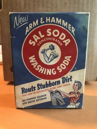 Vintage Arm And Hammer Sal Soda Washing Soda Sample Box Full Never Opened