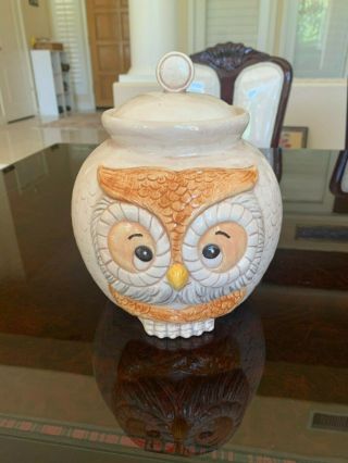 Treasure Craft Owl Graduate Cookie Jar Made In Usa Vintage 1960s