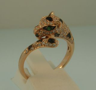 Effy 14k Rose Gold Diamond 3d Panther Ring