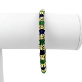 Tiffany & Co.  18k Yellow Gold Green and Blue Enamel Bangle Bracelet 7.  5 