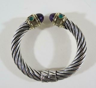 David Yurman 14k Sterling Silver Amethyst Garnet Cable Bracelet - No Res