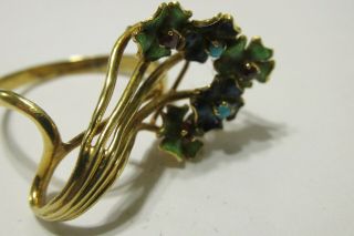 18kt.  Gold 750 Antique Italian Enameled Flower Ring 3