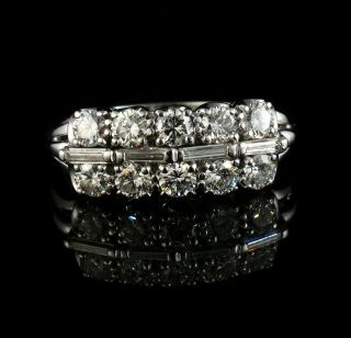Jabel Art Deco Vintage Natural 1.  74ct Diamond Solid 18k White Gold Band Ring