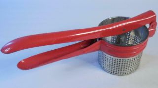 Vintage Hand Press Squeeze Potato Ricer Masher With Red Handle
