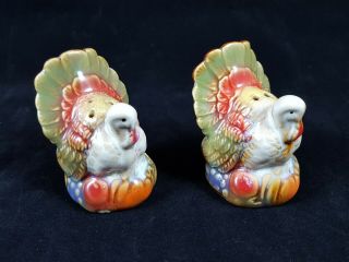 Vintage Turkey Thanksgiving Salt And Pepper Shakers Colorful