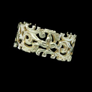 Antique Art Nouveau Ring 14k Gold Wedding Band Scrolling Openwork Small (6535)