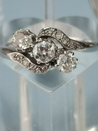 Stunning Art Deco 18 Ct White Gold Diamond Ring Valuation £2,  950