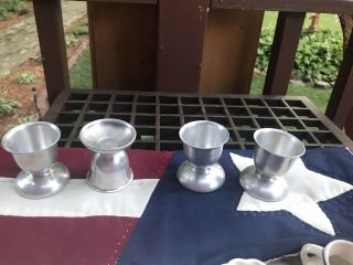 4 Vintage Aluminum Egg Cups Holders Italy