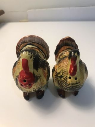 Vintage Ceramic Tom & Hen Turkey Salt & Pepper Shaker Set Pair Japan Farmhouse