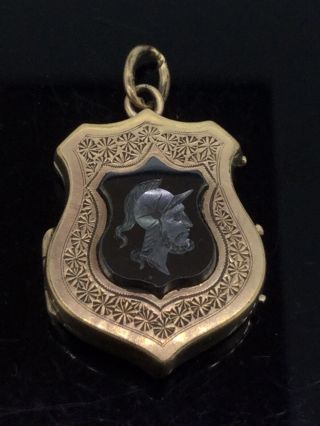 Antique Cameo Locket Pendant Rose Gold Cased Carved Jet Spinel Aesthetic 1890s
