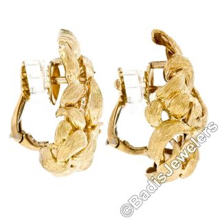 David Webb Vintage 18k Yellow Gold Large Braided Branch Textured ClipOn Earrings 3