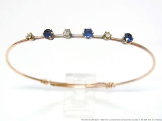 Gia No Heat Natural Sapphire Old Mine Diamond Bracelet 14k Gold Antique 1860s