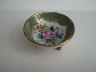 Limoges France Three Gold Footed Round China Open Salt Cellar