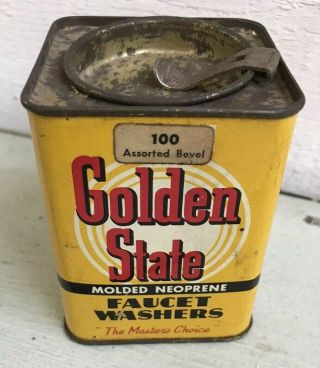 Vintage Advertising Tin Golden State Square Molded Faucet Washers Half Full (47)