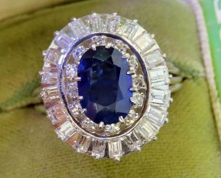 Vintage Palladium Gia Art Deco Retro No Heat Burma Sapphire Diamond Ring Sp