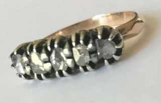 Antique Georgian Rose Cut Diamond Ring 10k Gold And Silver