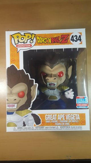 Dragonball Z Funko Pop Great Ape Vegeta Nycc 2018 Fall Convention Exclusive 434