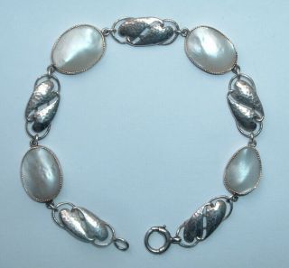 Antique Art Nouveau Murrle Bennett Silver Pearl Bracelet C1910
