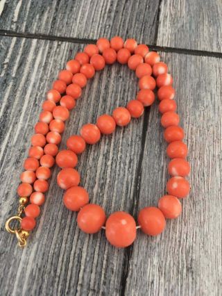 Antique Old Natural Momo Salmon Red Coral Necklace Other Gold Amber Jewelrys