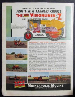 1952 Minneapolis Moline Tractor Ad The Universal Model Z Visionlined