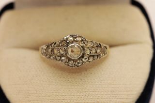 Antique 18k Gold Artdeco Rose Cut Diamond Decorated Ring