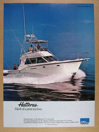 1979 Amf Hatteras 37 Convertible Yacht Boat Color Photo Vintage Print Ad