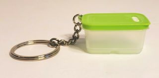 Tupperware Keychain Green Frosted Clear Fridgesmart Container Key Chain Ring