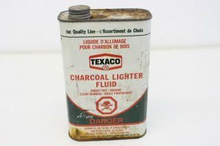 Vintage Texaco Charcoal Lighter Fluid Tin Can Advertising - M90