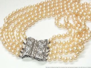 Midcentury 7mm Cultured Akoya Pearl Diamond 14k White Gold Convertible Necklace
