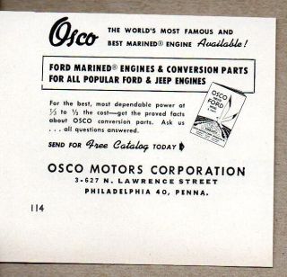 1950 Print Ad Osco Motors Corp Marined Engines Philadelphia,  Pa