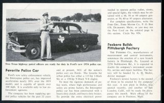1954 Ford Interceptor Police Car Texas Highway Patrol Photo Vintage Article