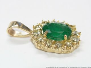 2.  10ct Natural Emerald 2.  25ctw Fine Diamond 14k Pendant Ladies Vintage Halo Drop 2