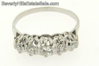 Antique Art Deco Platinum 5 Diamonds Ring