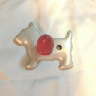 Vintage Red Wood Bullet Handle Terrier Aluminum Cookie Cutter.  3 Inch Longmore