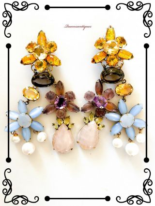 Iradj Moini Stunning Amethyst,  Pearl,  Citrine Earrings Earrings 4.  25”