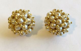 Vintage Estate 18k Signed Tiffany (italy) Earrings With Pearls