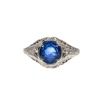 Aglow - Art Deco Platinum Sapphire & Diamond Ring