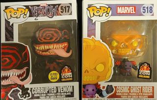 Funko Pop Corrupted Venom Glow In The Dark And Cosmic Ghost Rider