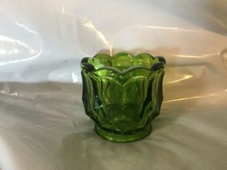 Vintage L.  E.  Smith Green Glass Toothpick Holder Dominion Pattern Colonial Green