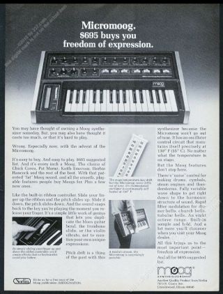1977 Moog Micromoog Micro Synth Synthesizer Photo Vintage Print Ad
